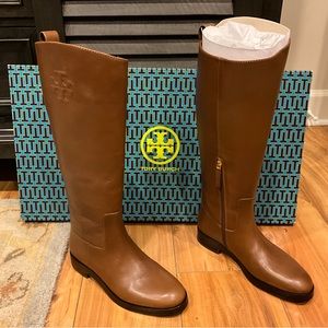 Brand New Tory Burch Riding Brown Leather Boots Milano mezzo calf  8.5